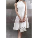 Short Chiffon Luxury Wedding Dresses With Pearl Halter Neck - Ref M1299 - 04