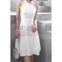Short Chiffon Luxury Wedding Dresses With Pearl Halter Neck - Ref M1299 - 05