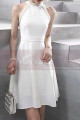 Short Chiffon Luxury Wedding Dresses With Pearl Halter Neck - Ref M1299 - 05