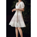 Cute Modest Wedding Gowns Short Flared Skirt With Bow Belt - Ref M1293 - 03