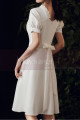 Cute Modest Wedding Gowns Short Flared Skirt With Bow Belt - Ref M1293 - 04