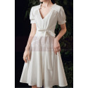 Cute Modest Wedding Gowns Short Flared Skirt With Bow Belt - Ref M1293 - 06