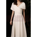 Off White Short Pretty Wedding Dresses With Covered Shoulder - Ref M1291 - 02