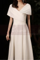 Off White Short Pretty Wedding Dresses With Covered Shoulder - Ref M1291 - 02