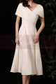 Off White Short Pretty Wedding Dresses With Covered Shoulder - Ref M1291 - 03