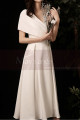 Off White Short Pretty Wedding Dresses With Covered Shoulder - Ref M1291 - 05