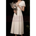 Off White Short Pretty Wedding Dresses With Covered Shoulder - Ref M1291 - 06