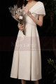 Off White Short Pretty Wedding Dresses With Covered Shoulder - Ref M1291 - 06