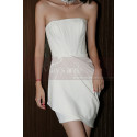 Robe Bustier Blanche Courte Mariage Jupe Style Portefeuille - Ref M1289 - 02