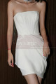 Robe Bustier Blanche Courte Mariage Jupe Style Portefeuille - Ref M1289 - 02