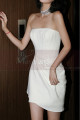 Robe Bustier Blanche Courte Mariage Jupe Style Portefeuille - Ref M1289 - 04