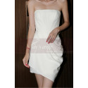 Robe Bustier Blanche Courte Mariage Jupe Style Portefeuille - Ref M1289 - 05