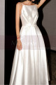 Calf Length White Satin Backless Wedding Dresses With Pocket - Ref M1290 - 02