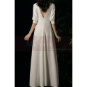 3/4 Sleeve Closed Bohemian Style Wedding Dresses Off White - Ref M1292 - 02