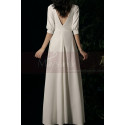 Robe Boheme Mariage Simple Avec Manche 3/4 Fermé Blanc cassé - Ref M1292 - 02