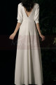 3/4 Sleeve Closed Bohemian Style Wedding Dresses Off White - Ref M1292 - 02