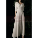 3/4 Sleeve Closed Bohemian Style Wedding Dresses Off White - Ref M1292 - 04
