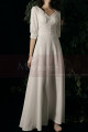 3/4 Sleeve Closed Bohemian Style Wedding Dresses Off White - Ref M1292 - 04