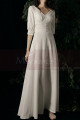 Robe Boheme Mariage Simple Avec Manche 3/4 Fermé Blanc cassé - Ref M1292 - 04