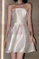 Beautiful Short Strapless Cheap Bridal Dress In White Satin - Ref M1297 - 02