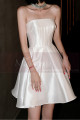Beautiful Short Strapless Cheap Bridal Dress In White Satin - Ref M1297 - 04