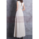 Off White Long Slit Dresses For Civil Wedding With Tie Belt - Ref M1306 - 04
