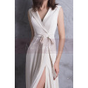 Off White Long Slit Dresses For Civil Wedding With Tie Belt - Ref M1306 - 05