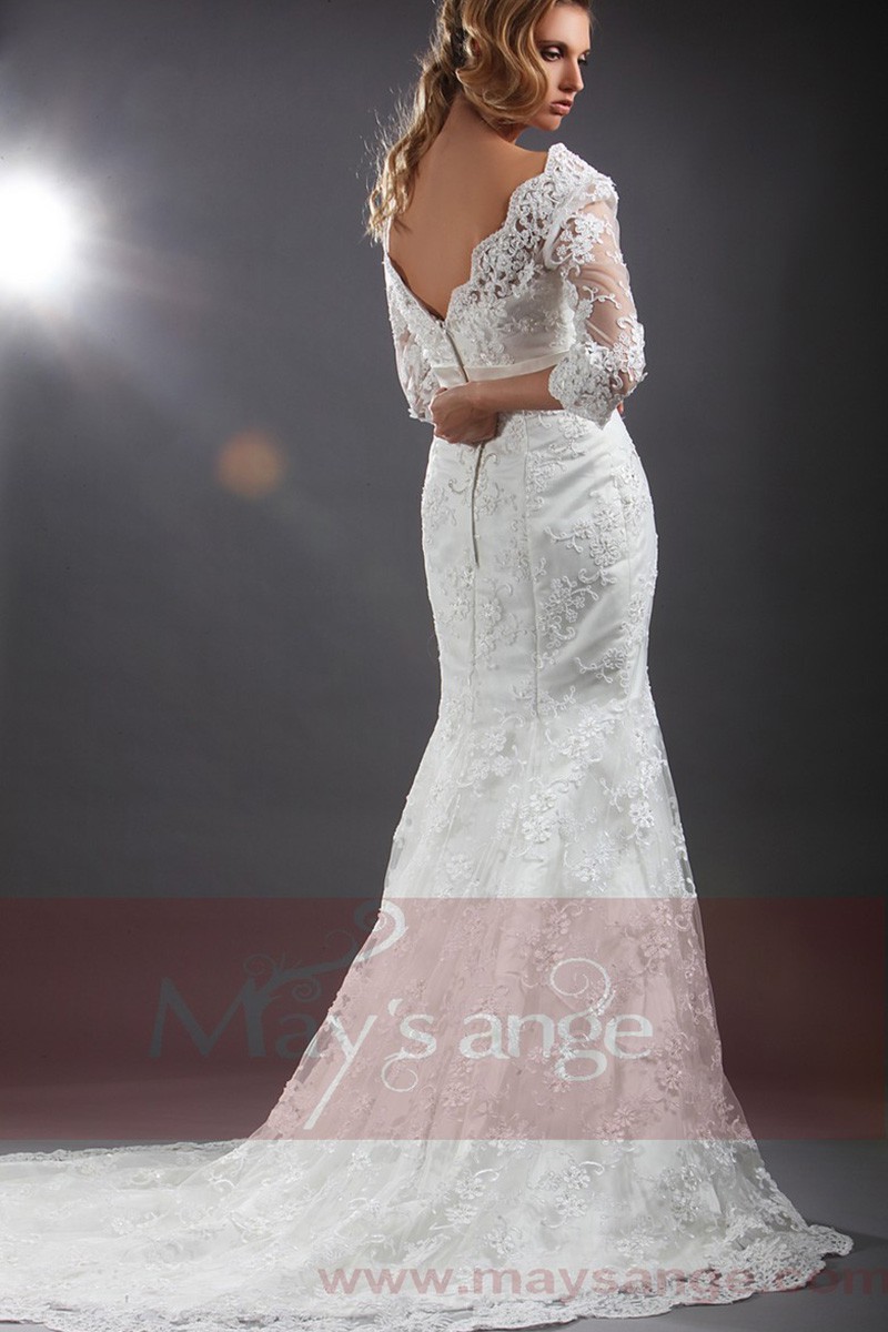 Long train Online wedding dress Kate with Embroideries - Ref M052 - 01