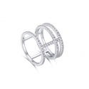 Jolie bague 3 anneaux en argent sterling avec cristal blanc - Ref 22279 - 03