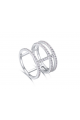 Jolie bague 3 anneaux en argent sterling avec cristal blanc - Ref 22279 - 03