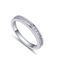 Bague simple en argent sterling anneau avec des strass blanc - Ref 22282 - 02