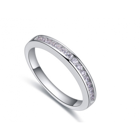 Bague Fantaisie Argentée Avec Strass Blanc - Taille 60 - Alliage - Modèle T60 - Neuf Sans Emballage