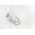 Bague femme tendance élégante argent anneau croisé à strass - Ref 22283 - 02