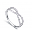 Bague femme tendance élégante argent anneau croisé à strass - Ref 22283 - 03