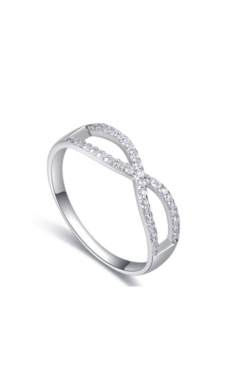 Classic crystal natural zircon stone women's infinity ring - Ref 22283 - 01