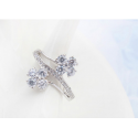 Double rhinestone flower cocktail ring 925 sterling silver - Ref 22285 - 02