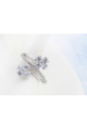 Double rhinestone flower cocktail ring 925 sterling silver - Ref 22285 - 02