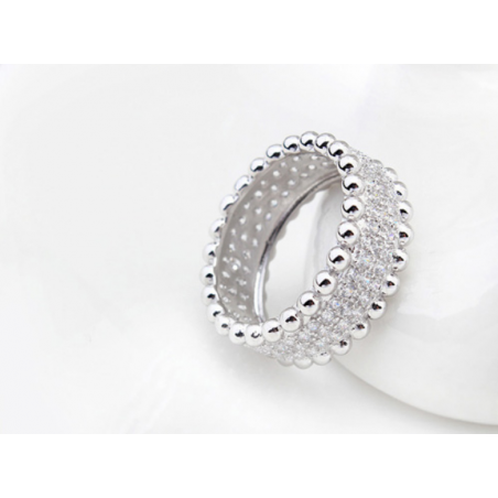 Bague Argent 800 Strass Et Perle Fantaisie - Taille 53/54 - Occasion (Bon état D'usage)