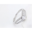 Cushion cut and square sparkling stone ladhy engagement ring - Ref 22299 - 02