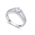 Bague de fiançailles femme style moderne jolis strass pavé - Ref 22299 - 03