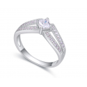 Cushion cut and square sparkling stone ladhy engagement ring - Ref 22299 - 03