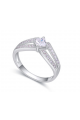 Cushion cut and square sparkling stone ladhy engagement ring - Ref 22299 - 03