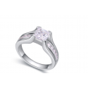 Tendance bague élégante femme avec cristal blanc multicolore - Ref 22300 - 03