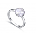 Bague simple solitaire pierre cristal rond - Ref 22451 - 02