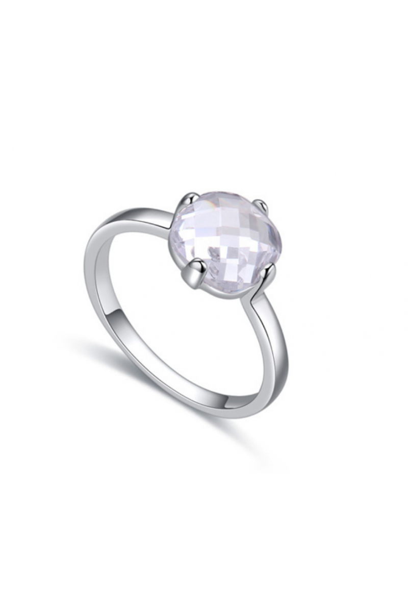 Trendy Zircon Luxury Crystal Thin Ring White Opal Round - Temu
