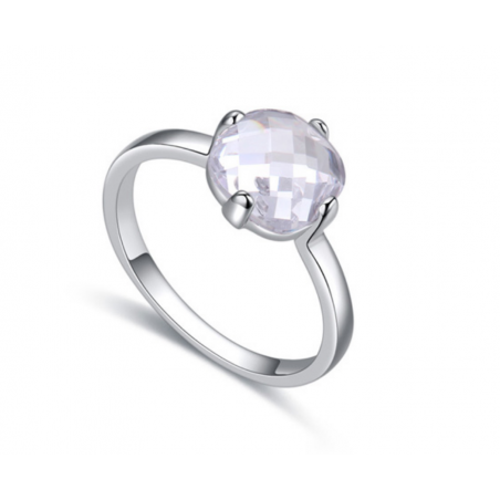 Bague simple solitaire pierre cristal rond