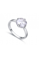 Rings for women simple platinum and round crystal stone - Ref 22451 - 02