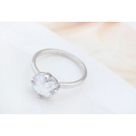 Rings for women simple platinum and round crystal stone - Ref 22451 - 03