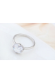 Bague simple solitaire pierre cristal rond - Ref 22451 - 03