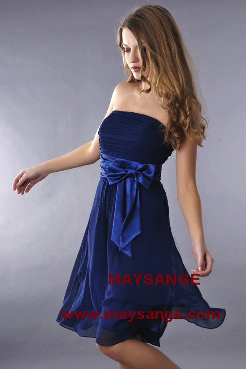 Navy Blue Short Strapless Homecoming Party Dress - Ref C186 - 01